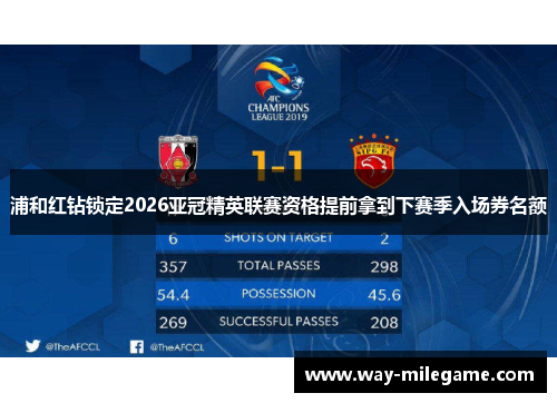 浦和红钻锁定2026亚冠精英联赛资格提前拿到下赛季入场券名额